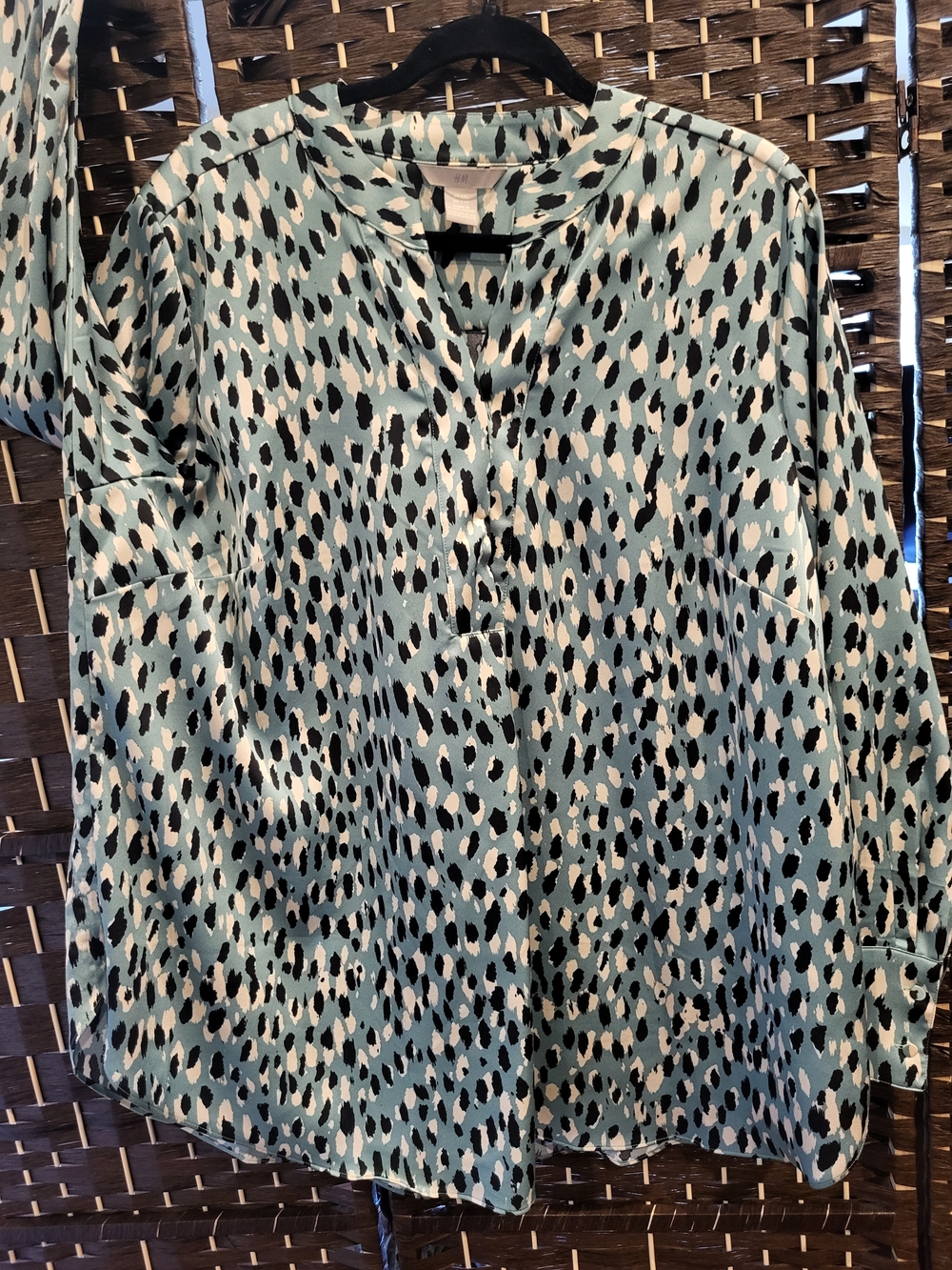 H&M Mint Green Animal-Spot Button-Front Blouse